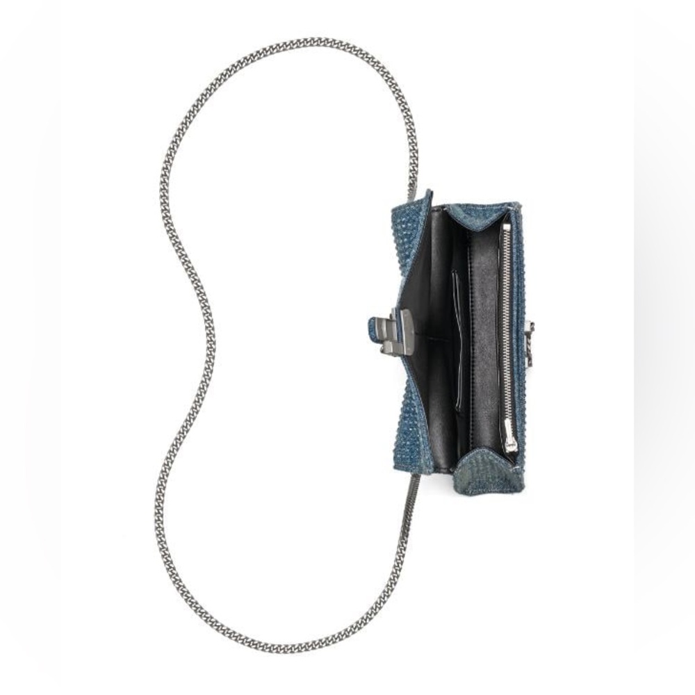 Marc Jacobs The Crystal Denim St. Marc Chain Wallet Crossbody Bag Blue - Picture 6 of 16